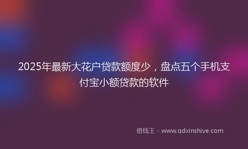 2025年最新大花户贷款额度少，盘点五个手机支付宝小额贷款的软件