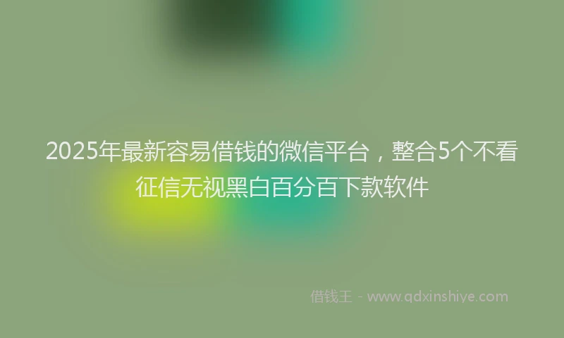 2025年最新容易借钱的微信平台，整合5个不看征信无视黑白百分百下款软件