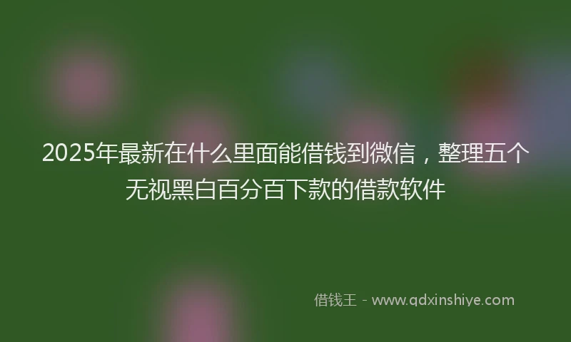 2025年最新在什么里面能借钱到微信，整理五个无视黑白百分百下款的借款软件