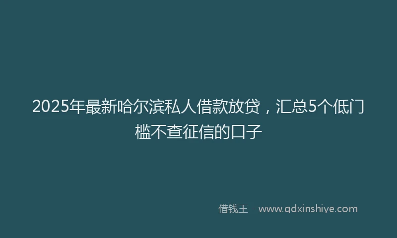 2025年最新哈尔滨私人借款放贷，汇总5个低门槛不查征信的口子