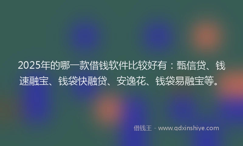 2025年的哪一款借钱软件比较好有：甄信贷、钱速融宝、钱袋快融贷、安逸花、钱袋易融宝等。