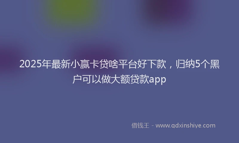 2025年最新小赢卡贷啥平台好下款，归纳5个黑户可以做大额贷款app