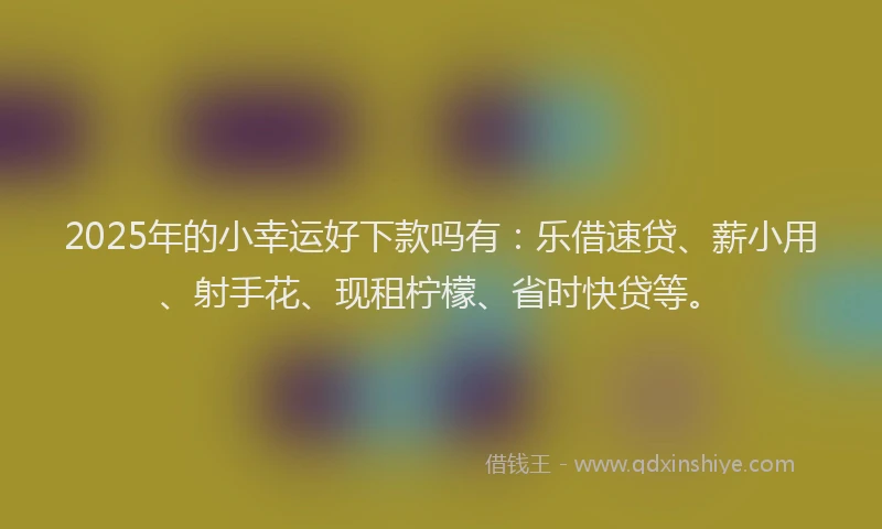 2025年的小幸运好下款吗有：乐借速贷、薪小用、射手花、现租柠檬、省时快贷等。