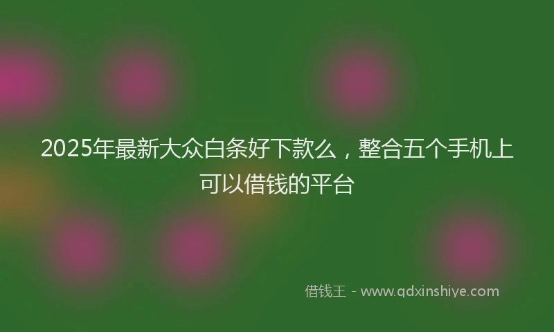 2025年最新大众白条好下款么，整合五个手机上可以借钱的平台
