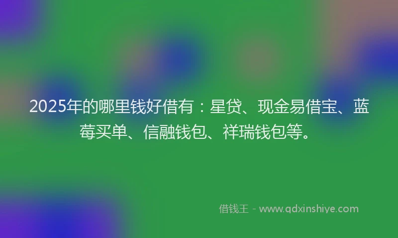 2025年的哪里钱好借有：星贷、现金易借宝、蓝莓买单、信融钱包、祥瑞钱包等。