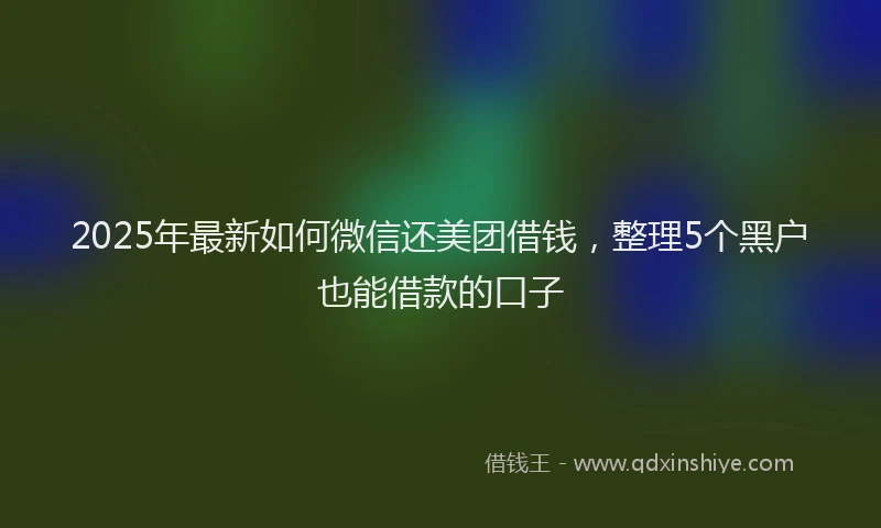2025年最新如何微信还美团借钱，整理5个黑户也能借款的口子