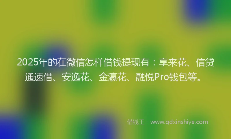 2025年的在微信怎样借钱提现有：享来花、信贷通速借、安逸花、金瀛花、融悦Pro钱包等。