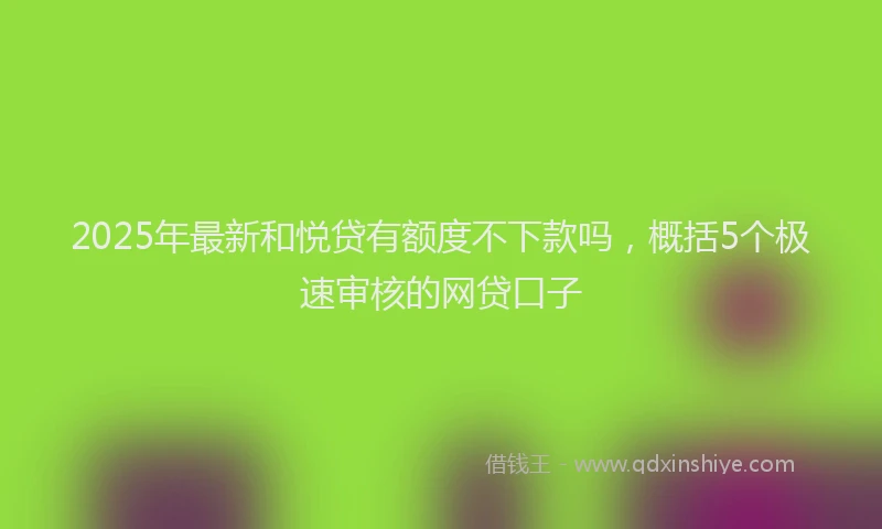 2025年最新和悦贷有额度不下款吗，概括5个极速审核的网贷口子