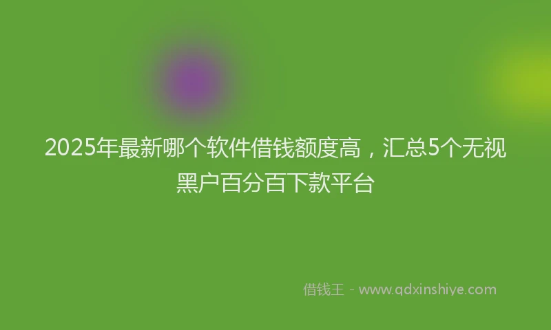 2025年最新哪个软件借钱额度高，汇总5个无视黑户百分百下款平台