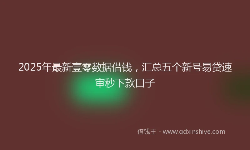 2025年最新壹零数据借钱，汇总五个新号易贷速审秒下款口子