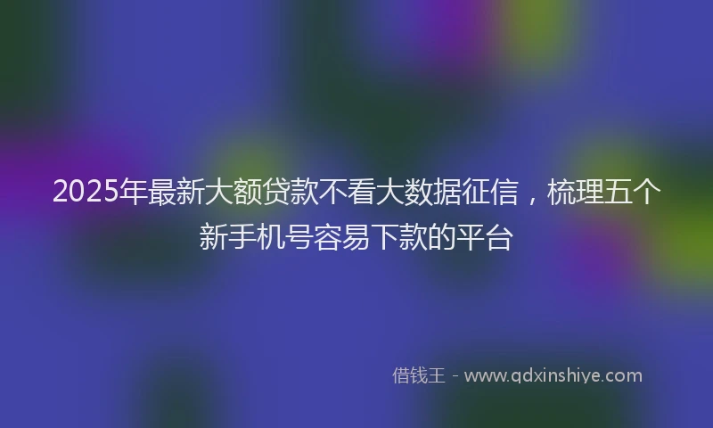2025年最新大额贷款不看大数据征信，梳理五个新手机号容易下款的平台