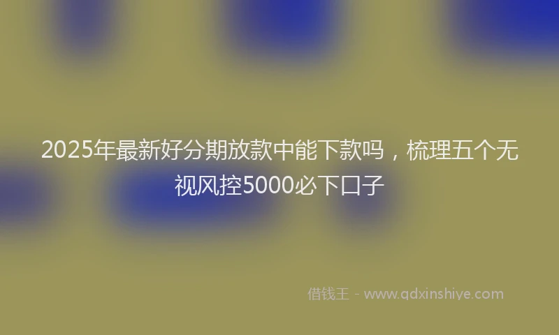 2025年最新好分期放款中能下款吗，梳理五个无视风控5000必下口子