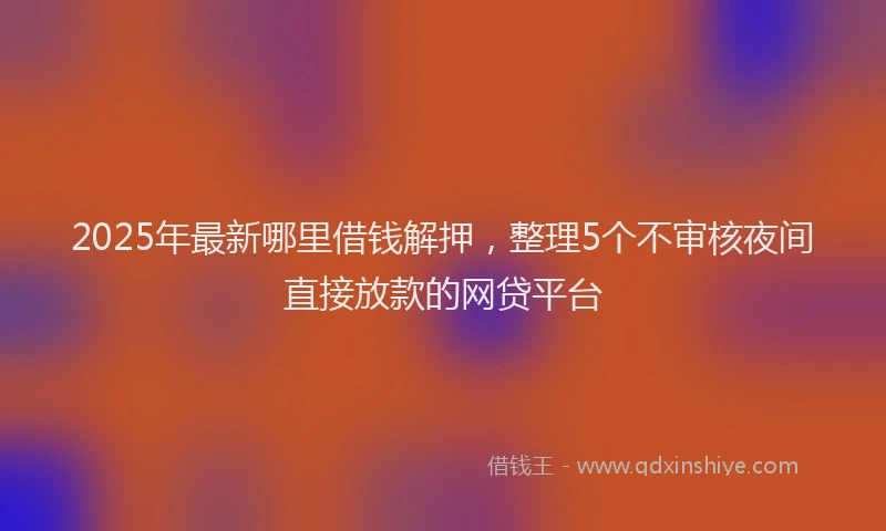 2025年最新哪里借钱解押，整理5个不审核夜间直接放款的网贷平台