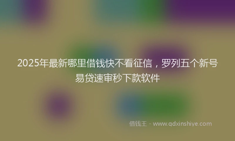 2025年最新哪里借钱快不看征信，罗列五个新号易贷速审秒下款软件