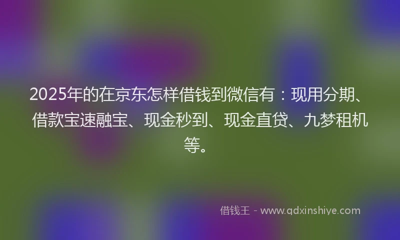 2025年的在京东怎样借钱到微信有：现用分期、借款宝速融宝、现金秒到、现金直贷、九梦租机等。