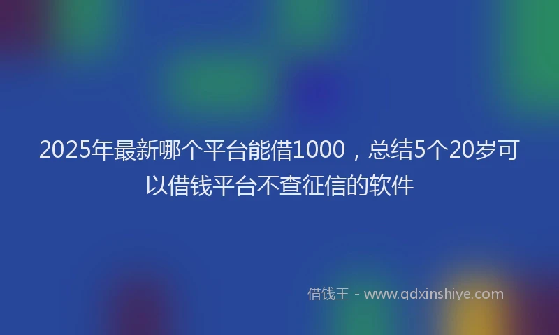 2025年最新哪个平台能借1000，总结5个20岁可以借钱平台不查征信的软件