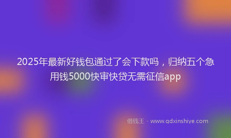 2025年最新好钱包通过了会下款吗，归纳五个急用钱5000快审快贷无需征信app