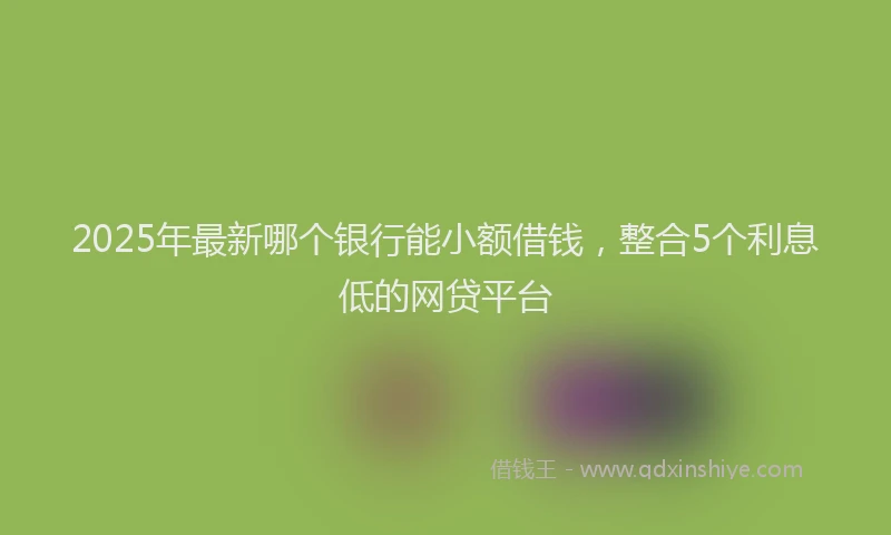 2025年最新哪个银行能小额借钱，整合5个利息低的网贷平台