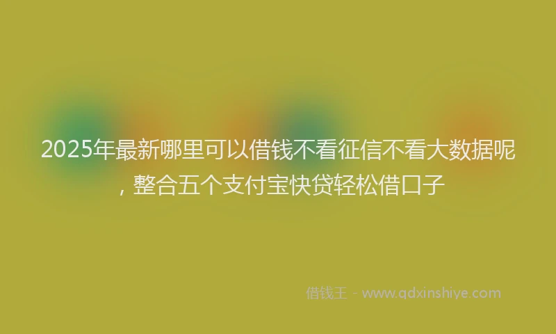 2025年最新哪里可以借钱不看征信不看大数据呢，整合五个支付宝快贷轻松借口子