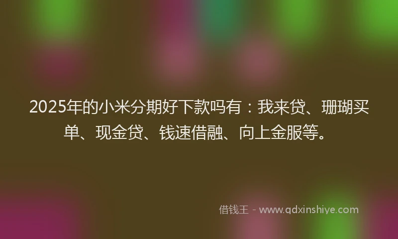 2025年的小米分期好下款吗有：我来贷、珊瑚买单、现金贷、钱速借融、向上金服等。