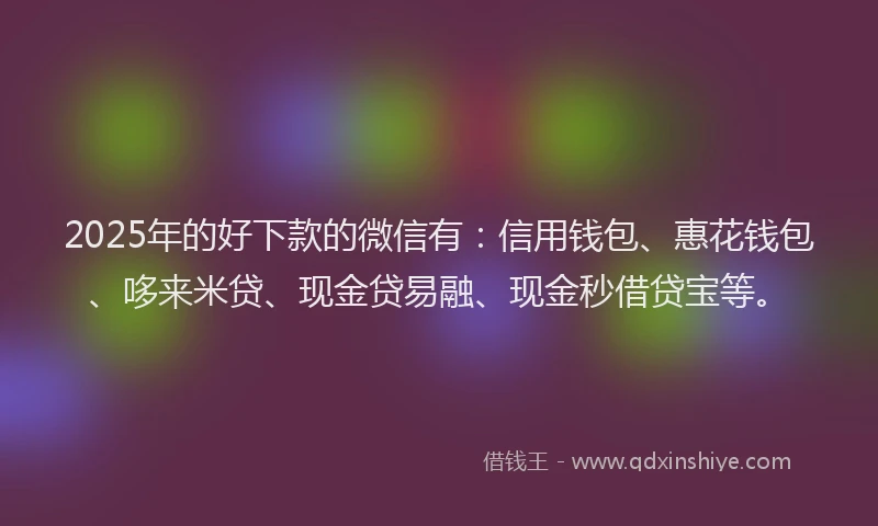 2025年的好下款的微信有：信用钱包、惠花钱包、哆来米贷、现金贷易融、现金秒借贷宝等。