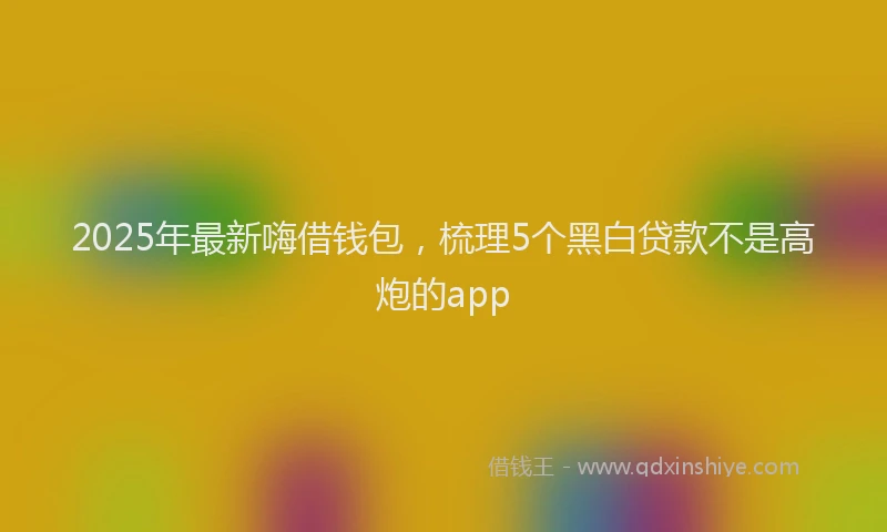 2025年最新嗨借钱包，梳理5个黑白贷款不是高炮的app