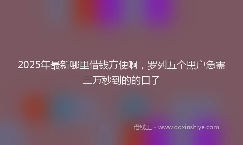 2025年最新哪里借钱方便啊，罗列五个黑户急需三万秒到的的口子
