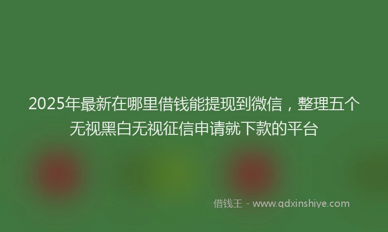 2025年最新在哪里借钱能提现到微信，整理五个无视黑白无视征信申请就下款的平台