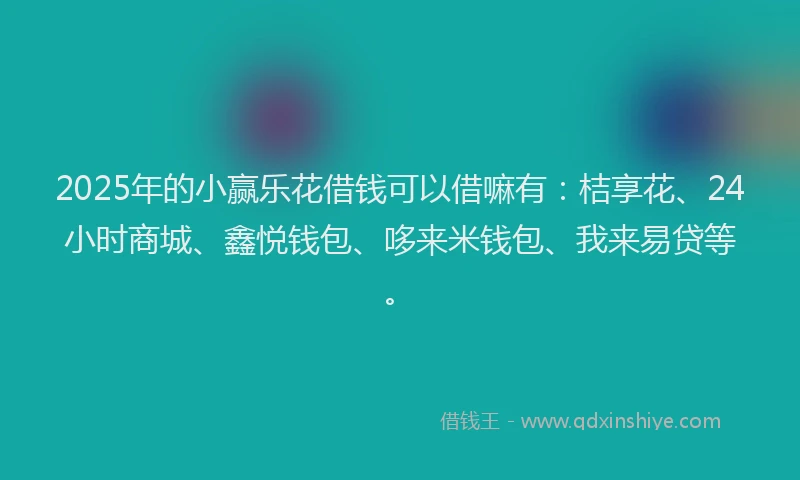 2025年的小赢乐花借钱可以借嘛有：桔享花、24小时商城、鑫悦钱包、哆来米钱包、我来易贷等。