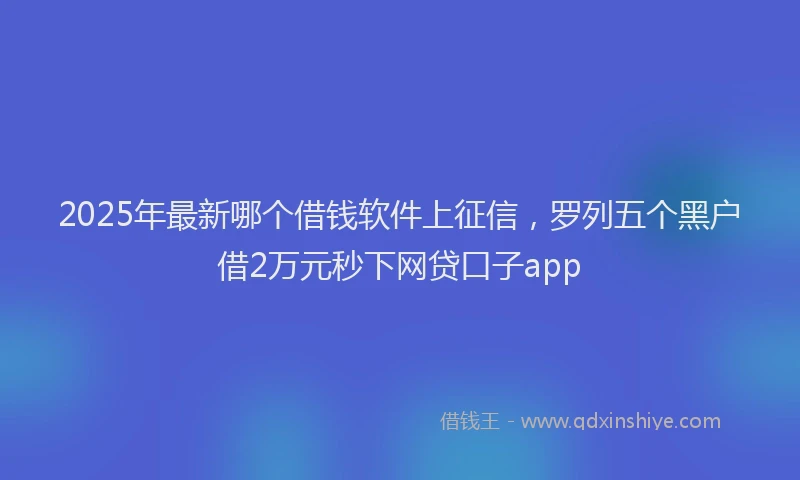2025年最新哪个借钱软件上征信，罗列五个黑户借2万元秒下网贷口子app