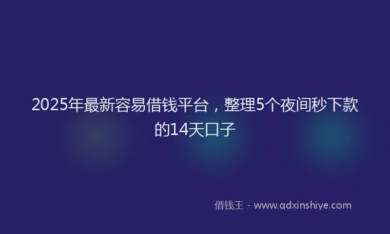 2025年最新容易借钱平台，整理5个夜间秒下款的14天口子