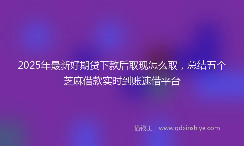 2025年最新好期贷下款后取现怎么取，总结五个芝麻借款实时到账速借平台