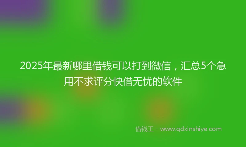 2025年最新哪里借钱可以打到微信，汇总5个急用不求评分快借无忧的软件