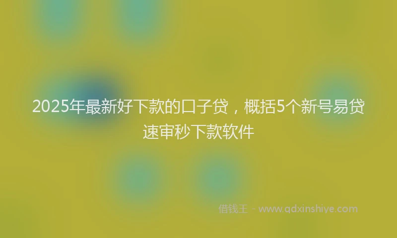 2025年最新好下款的口子贷，概括5个新号易贷速审秒下款软件