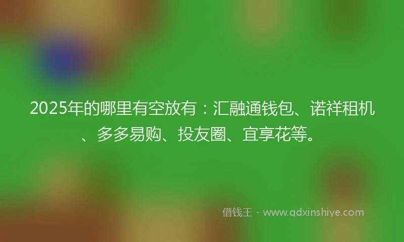 2025年的哪里有空放有：汇融通钱包、诺祥租机、多多易购、投友圈、宜享花等。