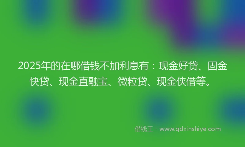 2025年的在哪借钱不加利息有：现金好贷、固金快贷、现金直融宝、微粒贷、现金侠借等。