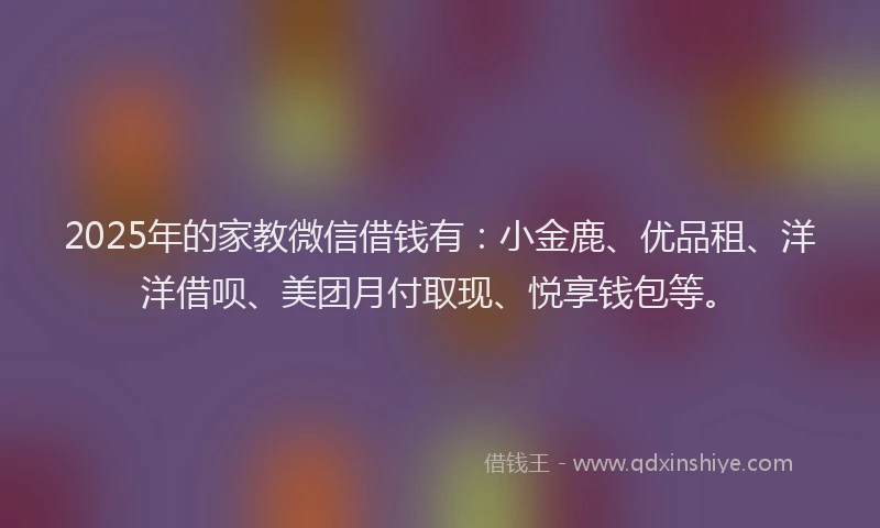 2025年的家教微信借钱有：小金鹿、优品租、洋洋借呗、美团月付取现、悦享钱包等。