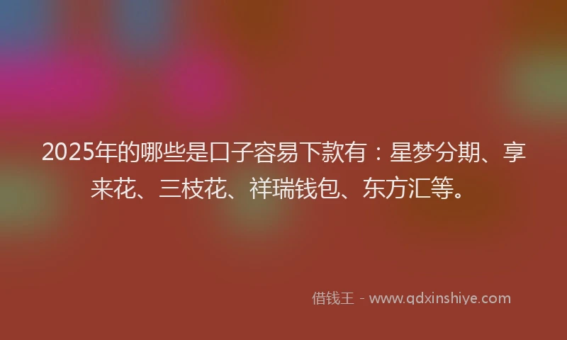 2025年的哪些是口子容易下款有：星梦分期、享来花、三枝花、祥瑞钱包、东方汇等。
