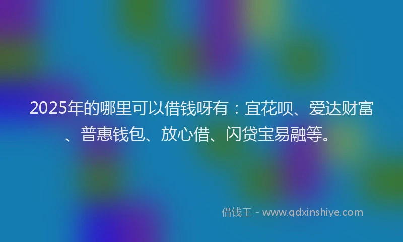 2025年的哪里可以借钱呀有：宜花呗、爱达财富、普惠钱包、放心借、闪贷宝易融等。