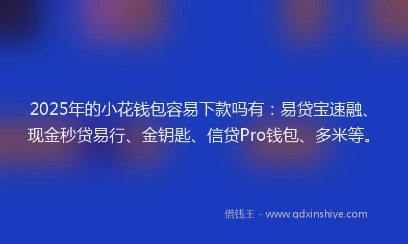 2025年的小花钱包容易下款吗有：易贷宝速融、现金秒贷易行、金钥匙、信贷Pro钱包、多米等。