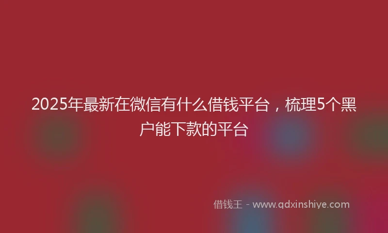 2025年最新在微信有什么借钱平台，梳理5个黑户能下款的平台