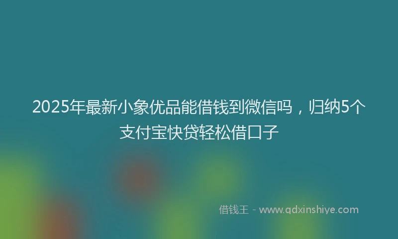 2025年最新小象优品能借钱到微信吗，归纳5个支付宝快贷轻松借口子