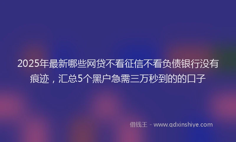 2025年最新哪些网贷不看征信不看负债银行没有痕迹，汇总5个黑户急需三万秒到的的口子