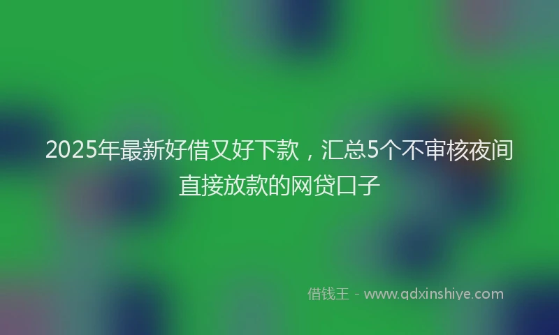 2025年最新好借又好下款，汇总5个不审核夜间直接放款的网贷口子