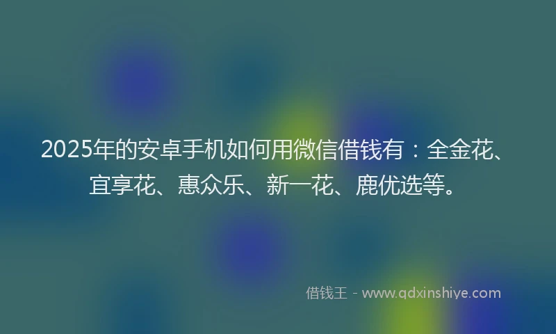 2025年的安卓手机如何用微信借钱有：全金花、宜享花、惠众乐、新一花、鹿优选等。