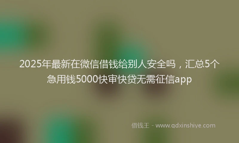 2025年最新在微信借钱给别人安全吗，汇总5个急用钱5000快审快贷无需征信app