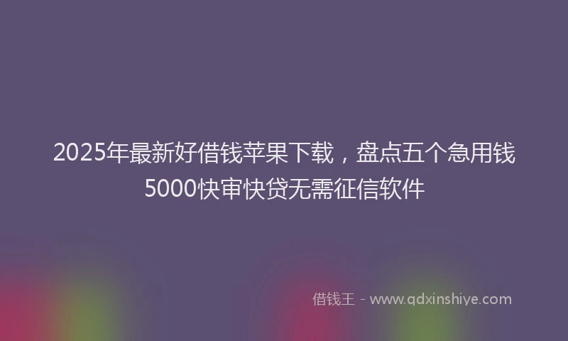 2025年最新好借钱苹果下载，盘点五个急用钱5000快审快贷无需征信软件