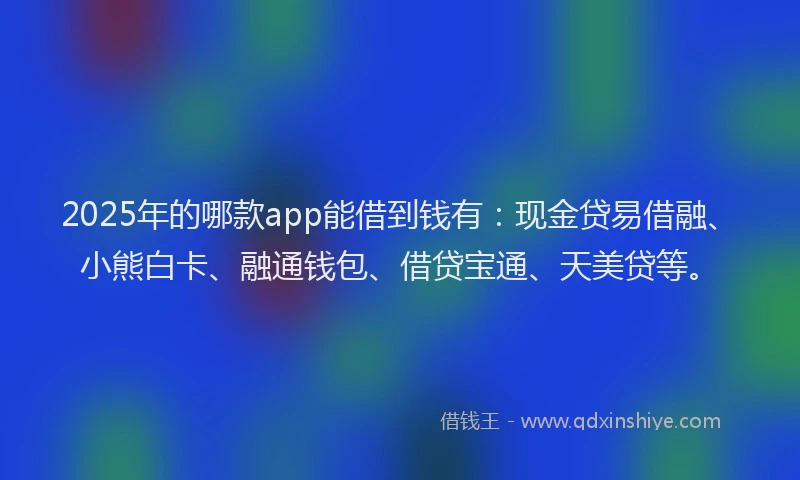 2025年的哪款app能借到钱有：现金贷易借融、小熊白卡、融通钱包、借贷宝通、天美贷等。