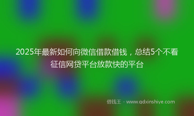 2025年最新如何向微信借款借钱，总结5个不看征信网贷平台放款快的平台