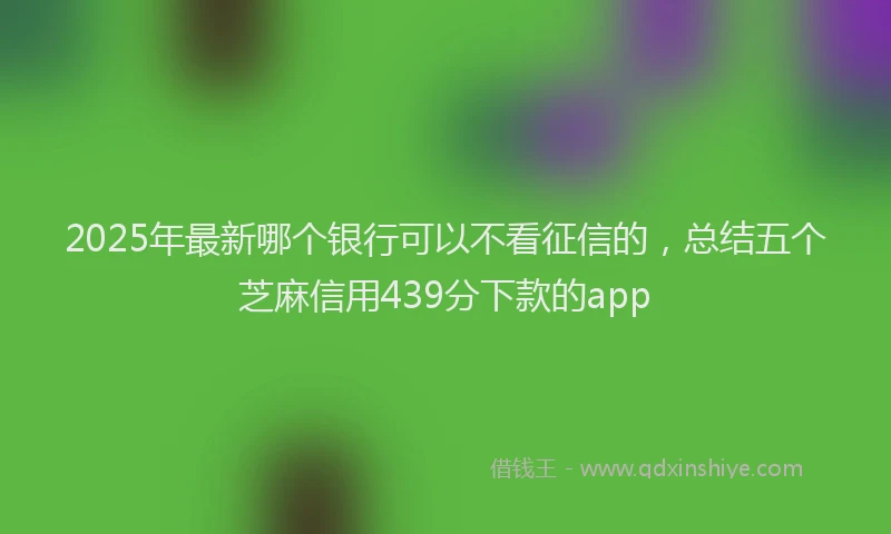 2025年最新哪个银行可以不看征信的，总结五个芝麻信用439分下款的app